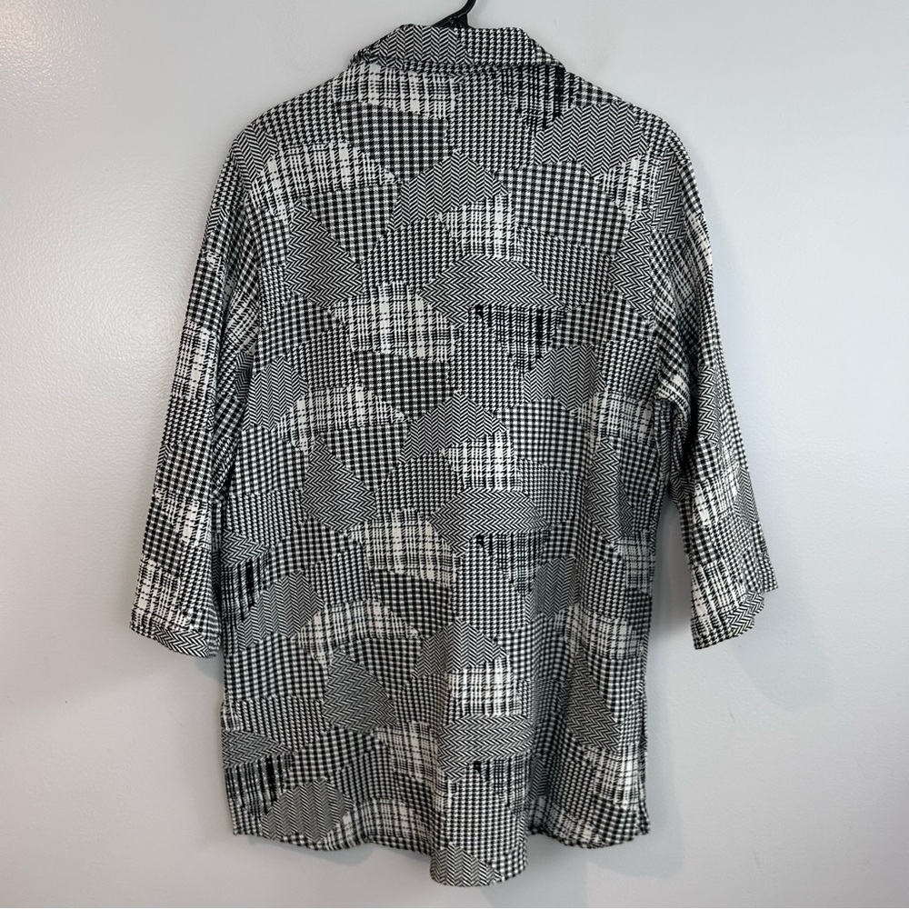 Caroline Rose Black/White Button Front Mixed Print Collared Jacket/Top Medium - Picture 10 of 10